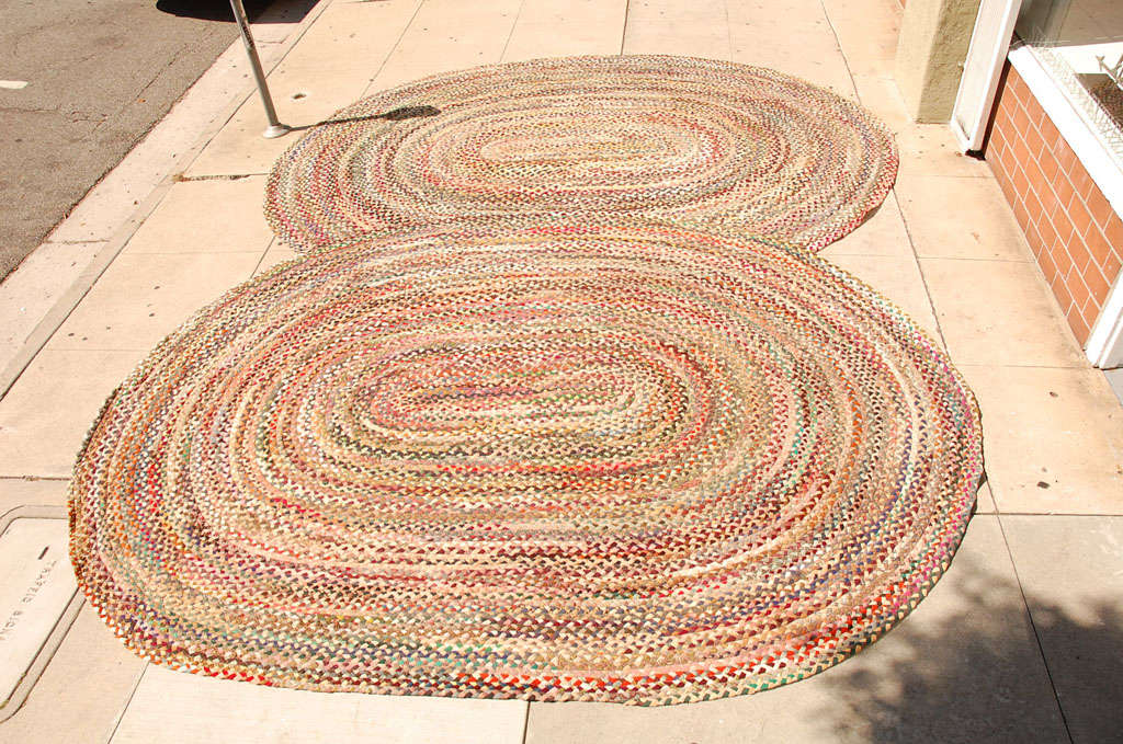 1930's Oval Hand Braided South West Colors 8 1/2 X 12 Rug 4